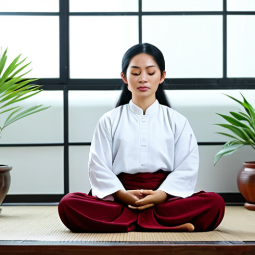 Home 15 불교와 지속 가능한 삶 - Mindful Living in a Vietnamese Home**
"A serene Vietnamese woman practices mindful meditation in he...