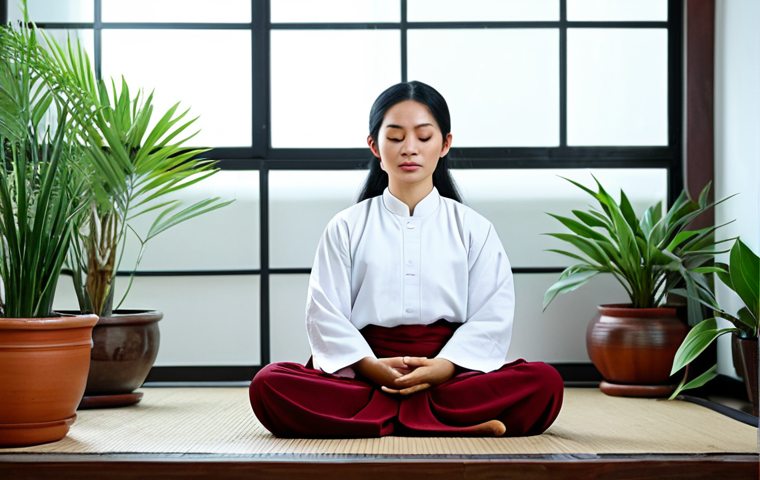 불교와 지속 가능한 삶 - Mindful Living in a Vietnamese Home**

"A serene Vietnamese woman practices mindful meditation in he...