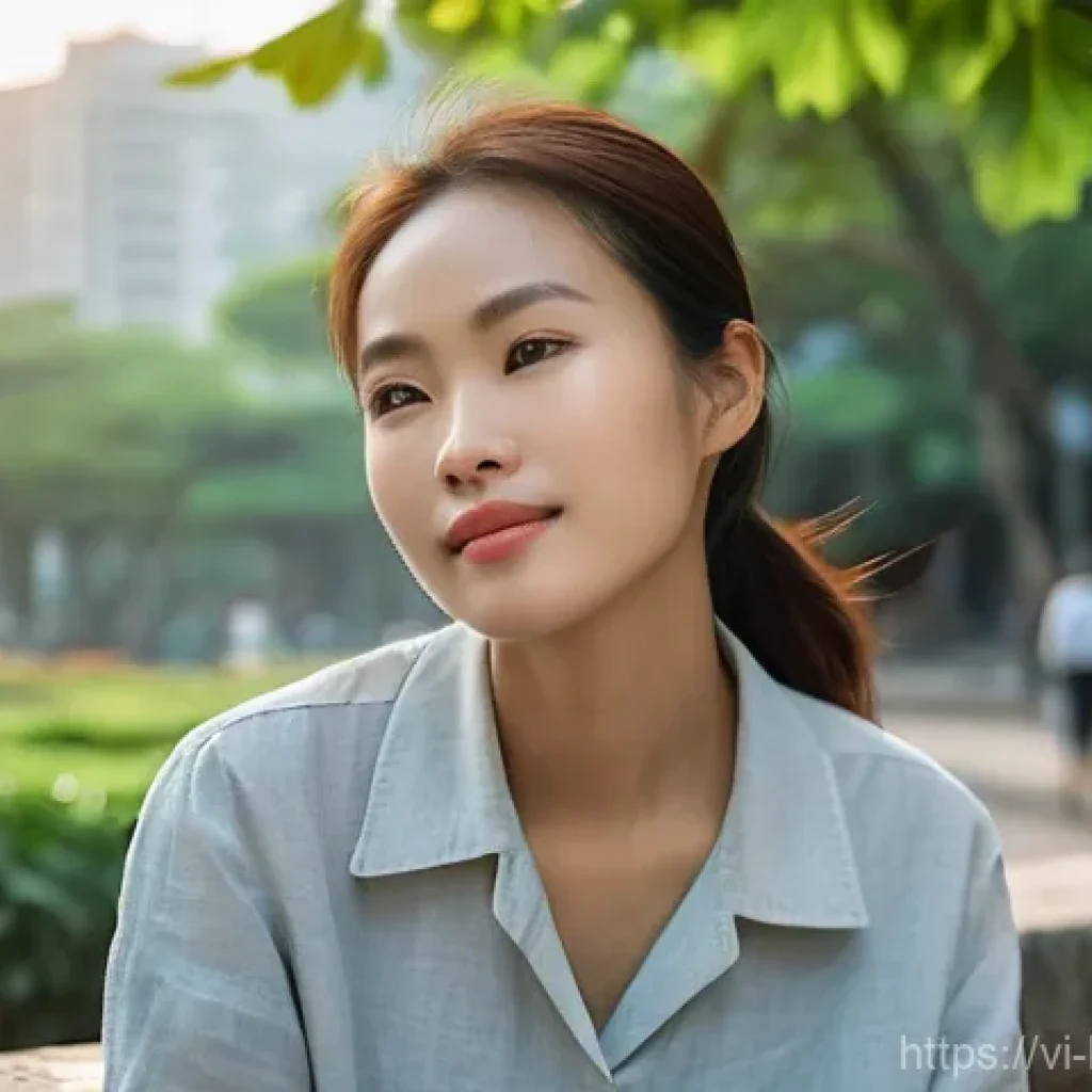 불교에서의 분노 다스리기 - **Mindful Breathing in a Vietnamese Urban Oasis:**
    "A serene and composed young Vietnamese woman...