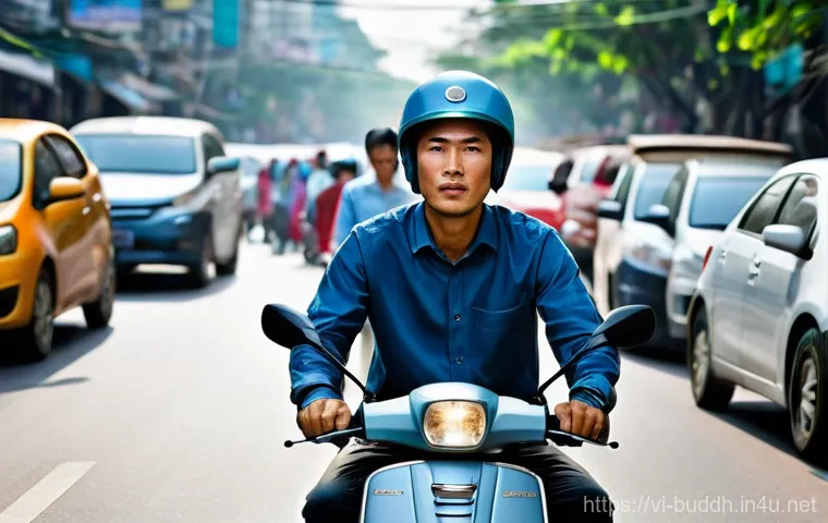 불교에서의 분노 다스리기 - **Mindful Breathing in a Vietnamese Urban Oasis:**
    "A serene and composed young Vietnamese woman...