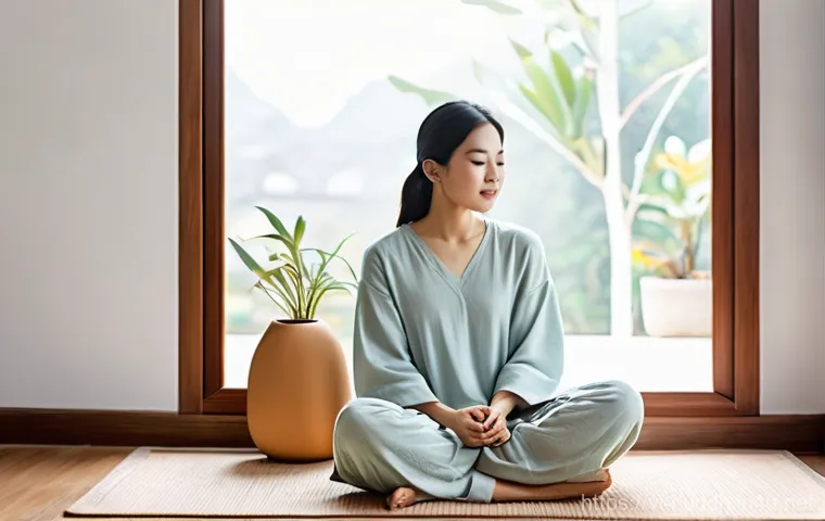 불교에서의 분노 다스리기 - **Observing Emotions Amidst a Hectic Commute:**
    "A Vietnamese man, aged 30-40, sits calmly and o...