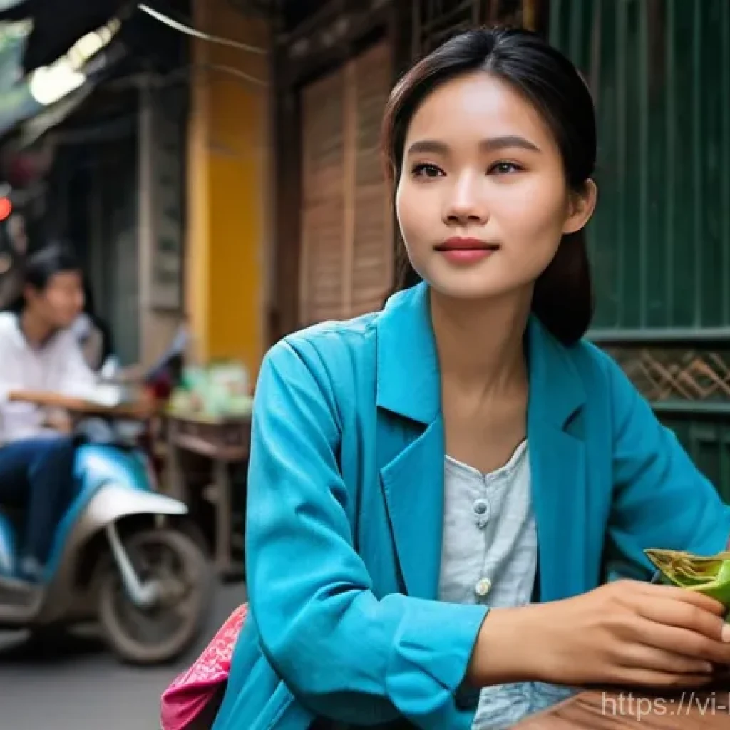 불교에서의 초월과 내재 - **Prompt:** "A young Vietnamese woman in her late 20s is sitting calmly at a small, traditional stre...