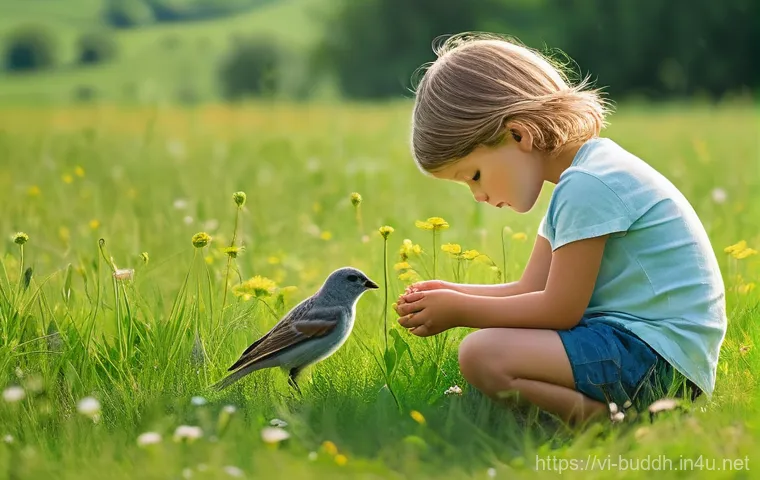 불교와 자연 - **Prompt:** "A young person, aged 20s, with a gentle smile, wearing a comfortable, loose-fitting t-s...