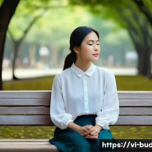 불교에서의 믿음과 신뢰 - **Prompt:** A young Vietnamese person, dressed in contemporary, modest smart-casual attire (e.g., a ...