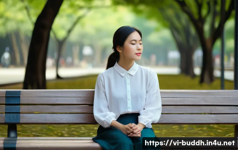 불교에서의 믿음과 신뢰 - **Prompt:** A young Vietnamese person, dressed in contemporary, modest smart-casual attire (e.g., a ...