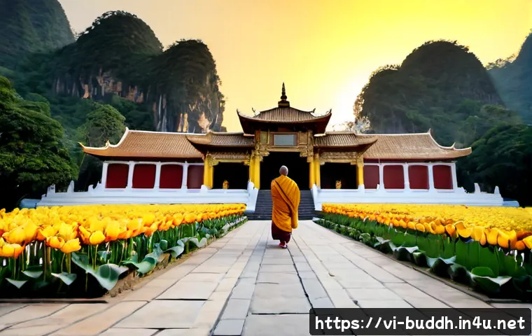 불교의 종류 - Photorealistic comparison scene of two Vietnamese Buddhist temples in a balanced split composition: ...